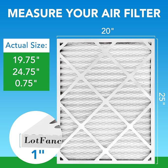 LotFancy 20x25x1 Air Filter MERV 8 4-Pack, Electrostatic Pleated Furnace & AC - Image 2