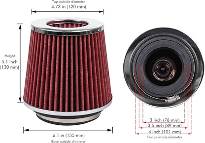 Cartman Clamp-On Engine Air Filter, Fit Intake Tube - Image 2