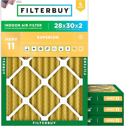 Filterbuy 28x30x2 Air Filter MERV 11 Superior Pet & Allergy Defense, by Filterbuy