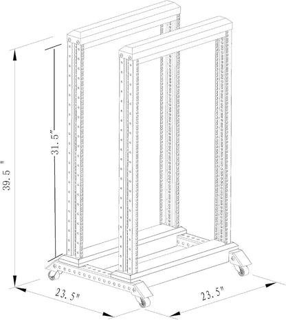 Raising Electronics Server Rack Open Frame Rack 4 Post 19 inch Adjustable - Image 3
