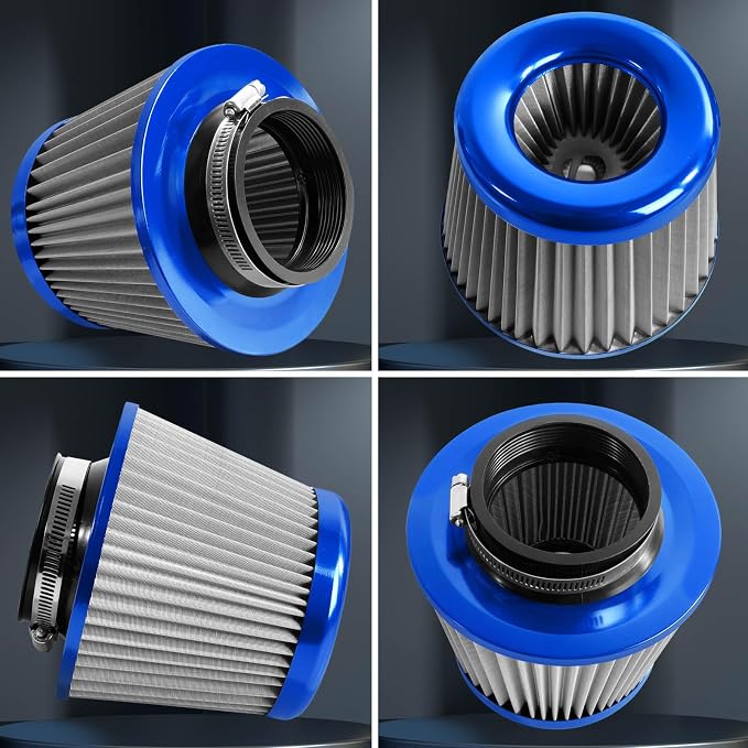 3" 76mm Universal High Flow Cold Air Intake Air Filter Upgraded Stainless Steel - Image 6