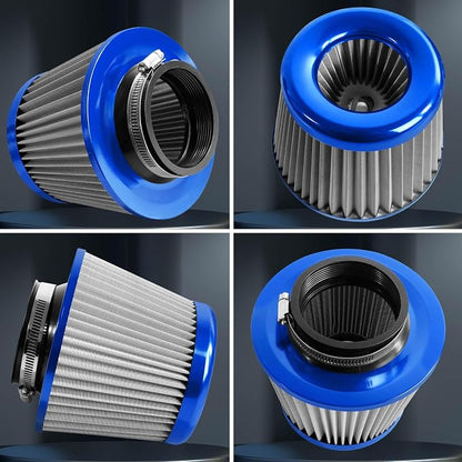 3" 76mm Universal High Flow Cold Air Intake Air Filter Upgraded Stainless Steel - Image 6