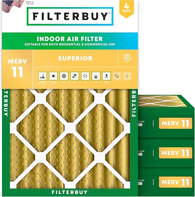 Filterbuy 14x20x4 Air Filter MERV 11 Superior Pet & Allergy Defense, by Filterbuy