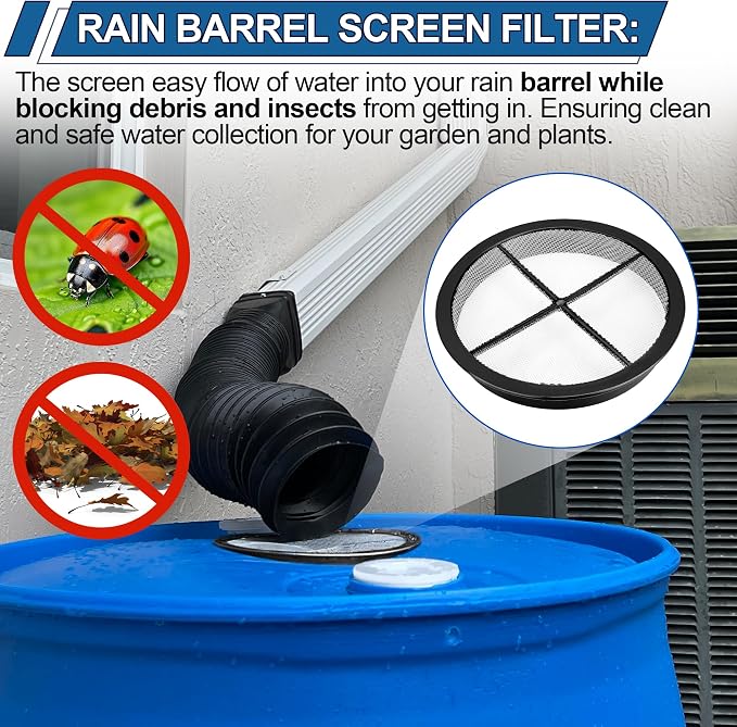 Rain Barrel Screen for Rain Barrel, 6 Inch Rain Barrel Cover for Rain Water - Image 2