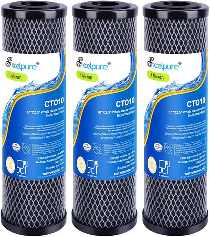 EXCELPURE 1 Micron 10" x 2.5" Whole House CTO Carbon Water Filter Cartridge by EXCELPURE