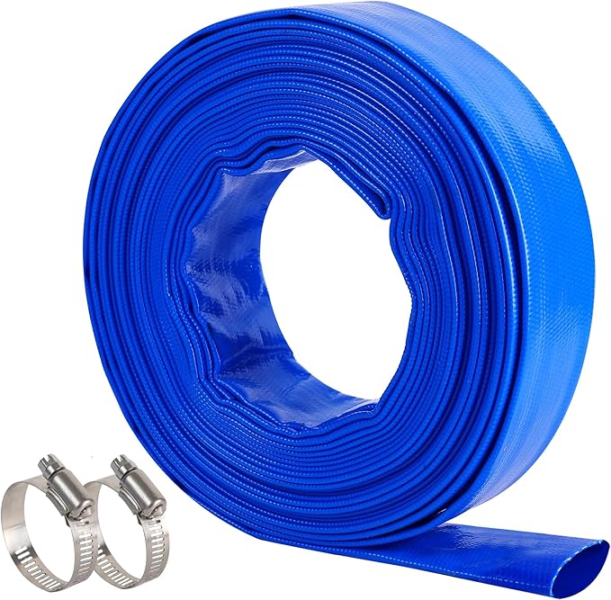 2" x 50 FT Pool Backwash Hose Blue Heavy Duty Reinforced PVC Lay Flat Water by ProfessionalBrand