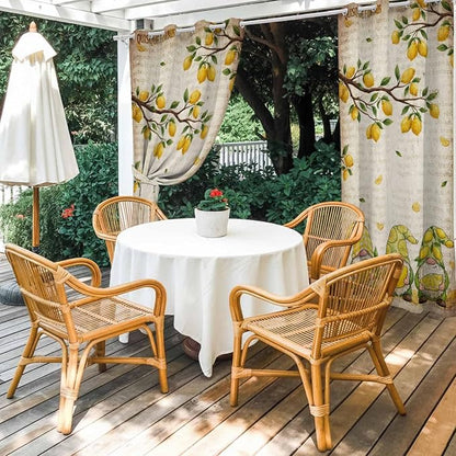 Summer Gnome Outdoor Curtains for Patio Gnome Lemon Leaf Vintage Waterproof - Image 4