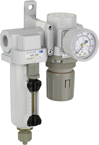 PneumaticPlus SAU320-N03G-MEP Compressed Air Filter Regulator Combo 3/8" NPT by PneumaticPlus