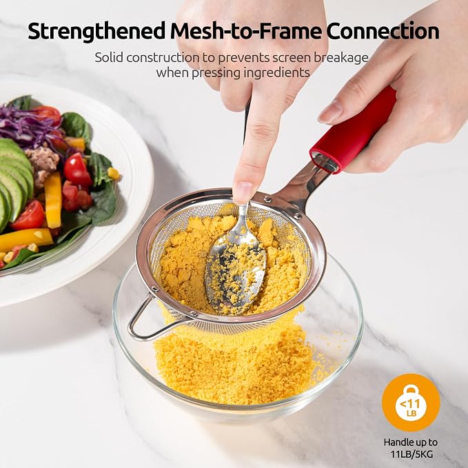U-Taste Small Fine Mesh Strainer: 18/8 Stainless Steel 3.35in 30 Mesh Kitchen - Image 7