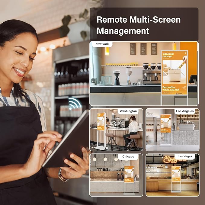 Canlarriz Digital Signage Kiosk 55 inch Digital Menu Board for Restaurants and Stores Advertising Screen 4K UHD 700 nits Ultra-High Brightness Poster Display Free Web Content Editor Android 4GB+64GB