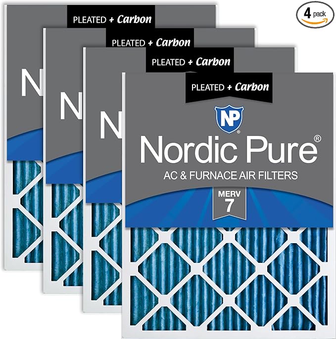 Nordic Pure 20x20x1 Pleated Air Filters MERV 7 Plus Carbon 4 Pack by NordicPure