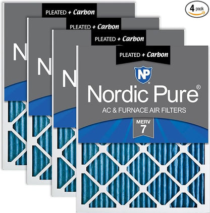 Nordic Pure 14x30x1 Pleated Air Filters MERV 7 Plus Carbon 4 Pack by NordicPure