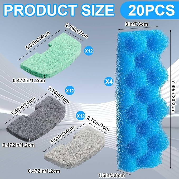 20 Pcs Aquarium Filters Replacement Filter Media Kits Compatible - Image 2