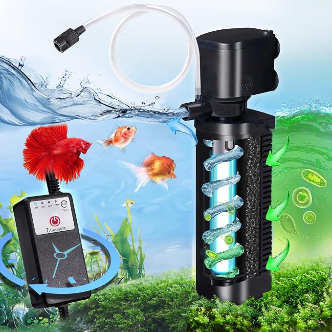 Aquarium Filter U-V w/Scientific 3, 24H Timer 200GPH by TARARIUM
