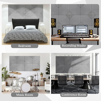 6 Pack Large Acoustical Wall Panels 23.6 x 23.6 Inches Acoustic Peel and Stick - Image 3