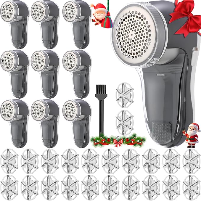 Ferrochef 10 Pack Fabric Shaver and Lint Remover,Sweater Defuzzer with 20 Replaceable Blades,Fuzz Remover Furniture Sweater Shavers to Remove Pilling, Battery Operated, Gray