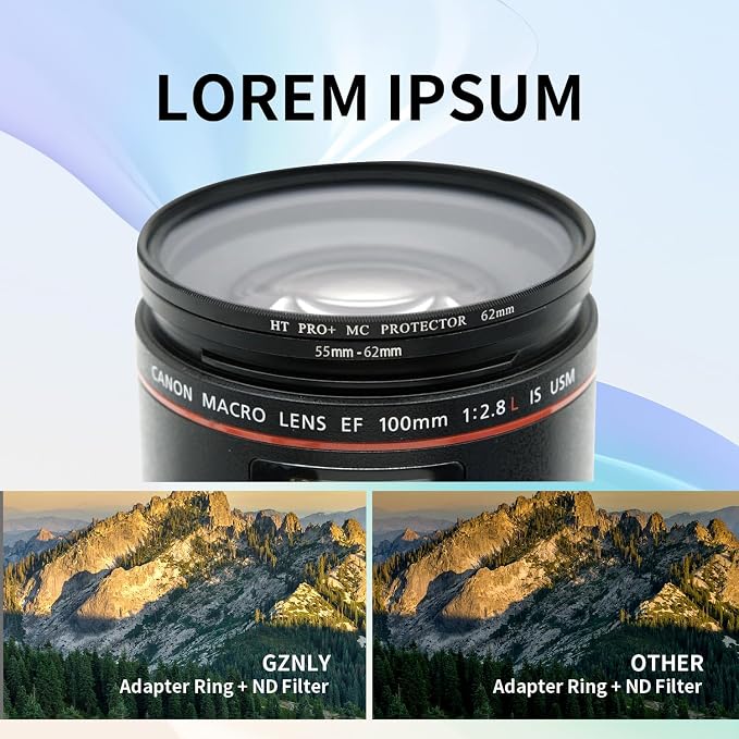 55-62mm Step-Up Ring Adapter, 55mm to 62mm Step Up Filter Ring - Image 3