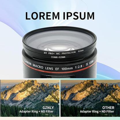 55-62mm Step-Up Ring Adapter, 55mm to 62mm Step Up Filter Ring - Image 3
