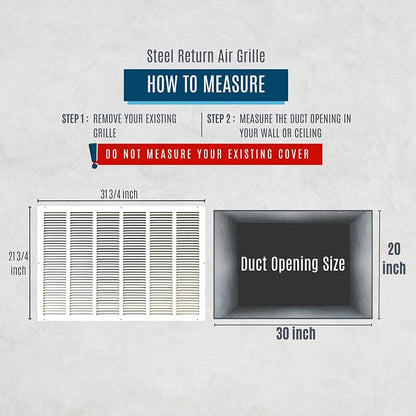 Fits 30x20 Duct Opening | Steel Return Air Grille by Handua | Vent Cover Grill - Image 3