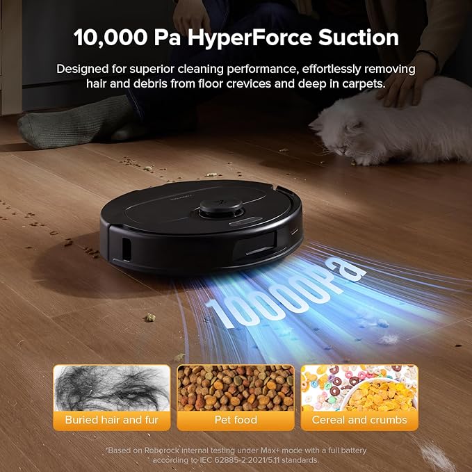 roborock QV 35S Robot Vacuum and Mop, All-in-one Vacuum Cleaner, 10,000Pa Powerful Suction, Self Emptying & Refilling, Self Mop Washing & Air Drying, Anti-Tangle Brushes for Home, Pet Hairs, Black