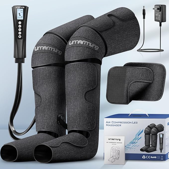 Gifts for Men, Women, Dad, Mom, Mothers Day, Fathers Day, Christmas, Birthday, Air Compression Massager with Heat for Foot, Leg, Knee, Works for Vericose Veins, Muscle Fatigue, Cramps, Swelling, Edema