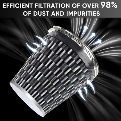 6" 152mm Cold Air Intake Filter Clamp-On Replacement High Flow Inlet Air Filter - Image 4