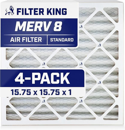 Filter King 15.75x15.75x1 Air Filter | 4-PACK | MERV 8 HVAC Pleated A/C Furnace by FilterKing