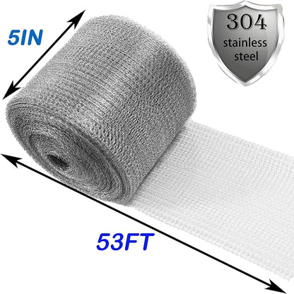 Wire Mesh for Mice Control 5IN X 53Ft, Hole Fill Fabric, Upgraded Stainless - Image 2