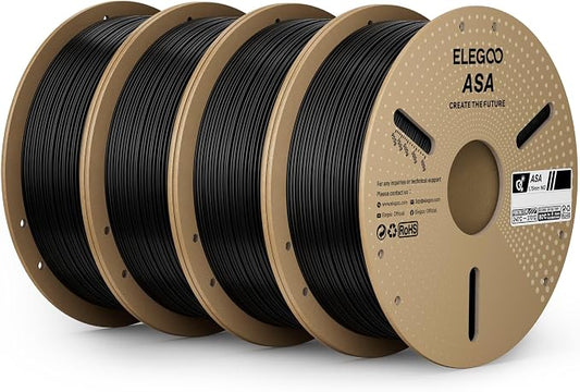 ELEGOO ASA Filament 1.75mm Deep Black 4KG, UV & Weather Resistant 3D Printer by ELEGOO