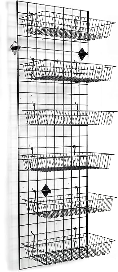NEESEEYEE Heavy Duty Commercial Grade Gridwall Panels – Grid Panel for Any Retail Display, 2’ Width x 5’ Height, 4 Gridwall Panels Per Carton (Black Finish)
