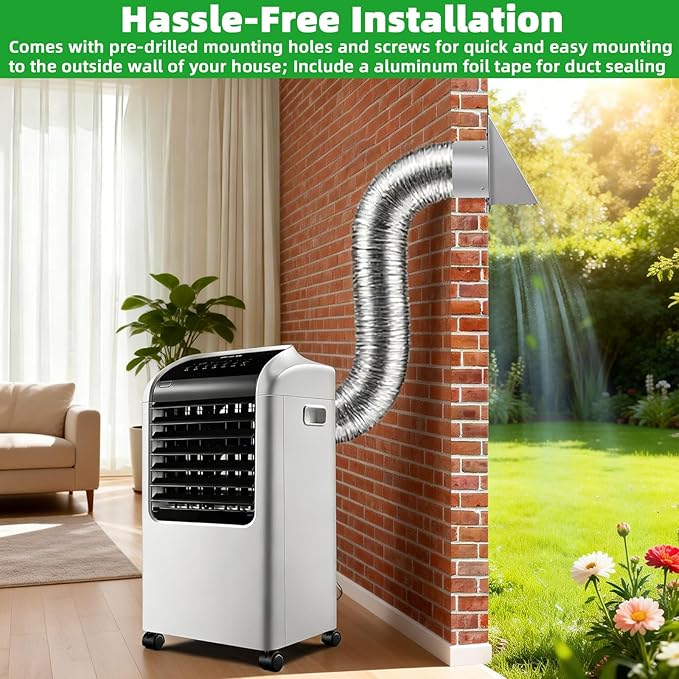 6 Inch Wall Vent with Screen and Damper, 304 Stainless Steel Outdoor Wall - Image 6