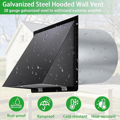 10 Inch Wall Vent Cover, Exhaust Vent Hooded Wall Vent - Image 4