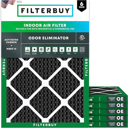 Filterbuy 24x25x1 Air Filter MERV 10 Odor & Allergy Defense by Filterbuy