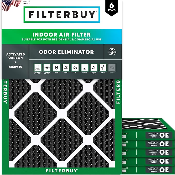 Filterbuy 15x20x1 Air Filter MERV 10 Odor & Allergy Defense by Filterbuy