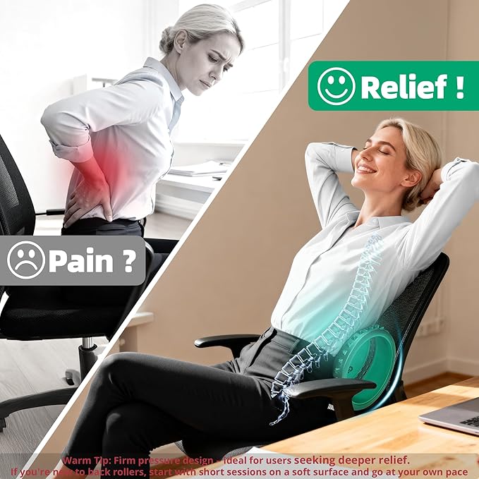 Back Roller for Back Pain Reliefn & Stretching, Deep Tissue Massage Roller Supports Up to 530 lbs / 240 kg, 5.5''-7.5'' Curved Foam Roller for Home Physical Stretching
