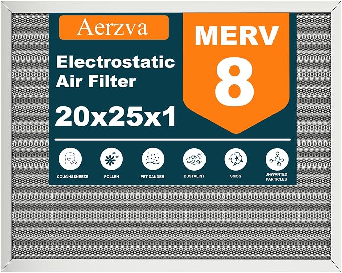 20x25x1 Reusable Air Filter, MERV 8, Permanent Electrostatic Air Filter by Unknown