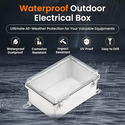 QILIPSU Outdoor WiFi Enclosure, 8.6"x6.7"x4.3" Waterproof Electrical Junction - Image 2