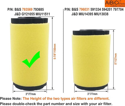 793569 Air filter for Briggs & Stratton 793685 John Deere GY21055 MIU11511 - Image 3