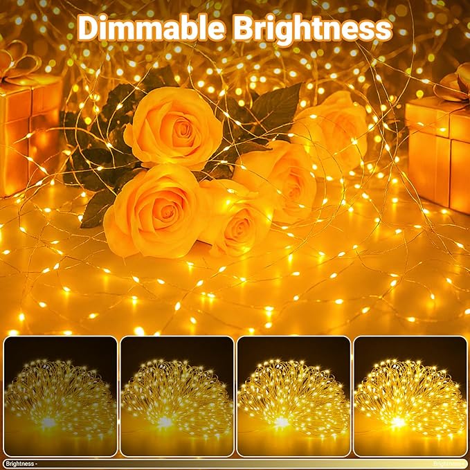 litogo 2 Pack Fairy Lights Battery Operated with Timer, 33FT 100LED Twinkle String Lights USB-C Powered 8 Modes Dimmable for Indoor Bedroom Centerpiece Wedding Classroom Dorm Christmas Decorations