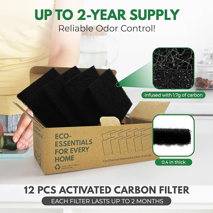 Charcoal Filters for Compost Bucket 3.5 in Square - Image 4