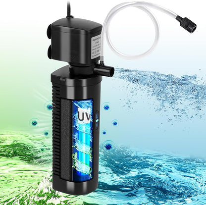 TARARIUM Aquarium Filter U-V for 20-75 Gallon, 200GPH Fish Tank Filter w/ 5W by TARARIUM