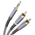 BlueRigger 3.5mm to RCA Audio Cable (25FT, RCA Male to Aux Audio, Braided, Headphone Jack Adapter, Metal Shell) - for Phones, Amplifiers, Tablets, Home Theater, Speakers, HDTV