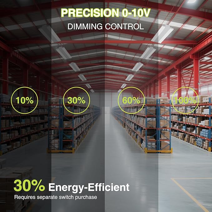 1 Pack 400W LED Linear High Bay Light 4FT, Adjustable 400W/320W/240W/100W with Motion Sensor, 60000LM, 120-277V, 0-10V, 5000K, Commercial Linear High Bay Led Shop Lights for Warehouse Workshops, UL