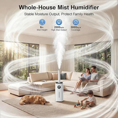 21L/5.5Gal Humidifiers for Bedroom,Humidifier Large Room with 2000ml/h High Output,Top Fill,24H Runtime, Cover up to 3000ft²,Remote Control Whole House Cool Mist Humidifier for Home,Office,Plants