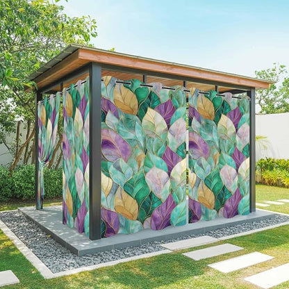 Leaves Outdoor Curtains for Patio Gorgeous Leaf Abstract Spring Waterproof by Unknown