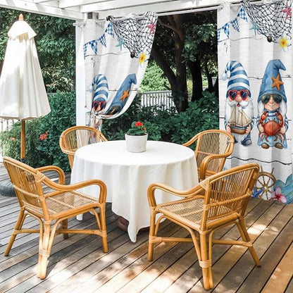 Ocean Gnome Outdoor Curtains for Patio Summer Marine Plumeria Shell Wooden - Image 4