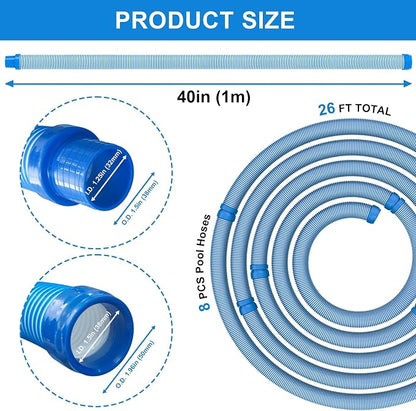 Poolvio Pool Vacuum Hose 26 Feet, 1.5 Inch Cuffs, Compatible - Image 3