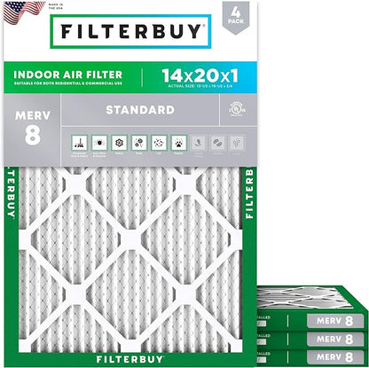 Filterbuy 14x20x1 Air Filter MERV 8 Essential Dust & Allergy Defense, by Filterbuy