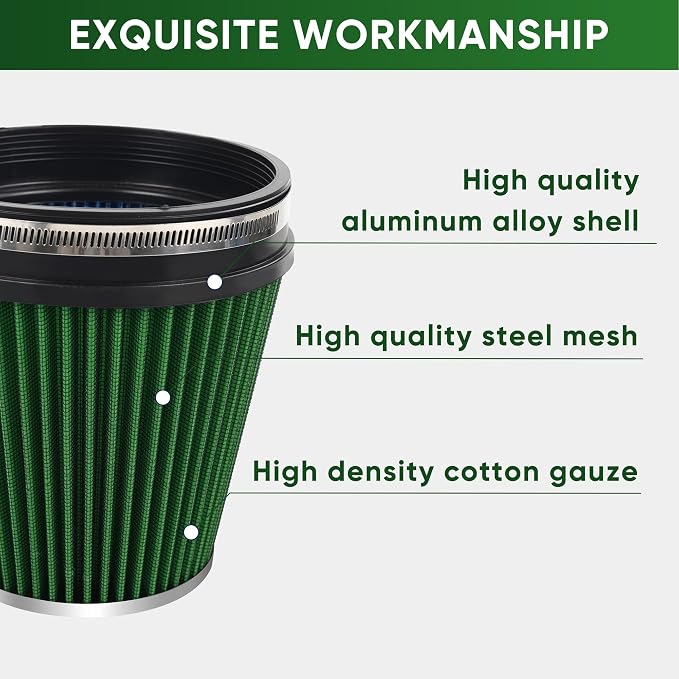 6" 152mm Cold Air Intake Filter Clamp-On Replacement High Flow Inlet Air Filter - Image 3