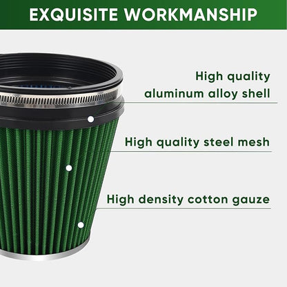 6" 152mm Cold Air Intake Filter Clamp-On Replacement High Flow Inlet Air Filter - Image 3
